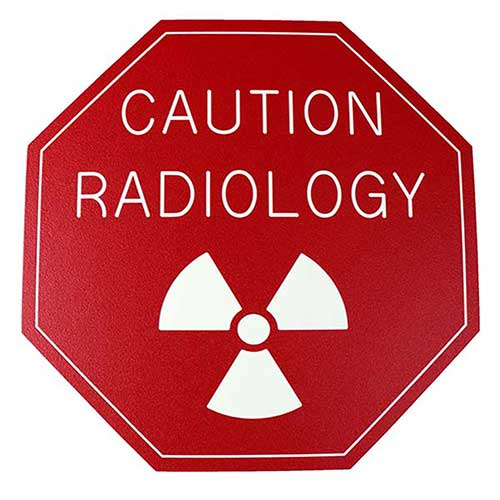 Office Sign (red): CAUTION RADIOLOGY