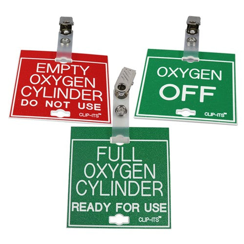Clip-Its Cage Tag - Oxygen Information Variety Pack of 5 (red or green with white text)