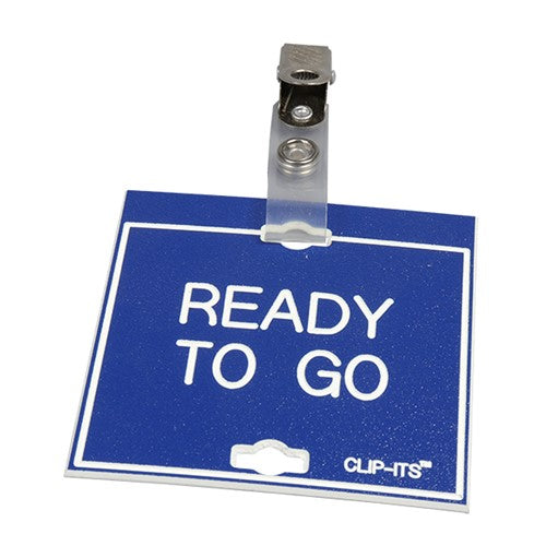 Clip-Its Cage Tag - Ready To Go (blue with white text)
