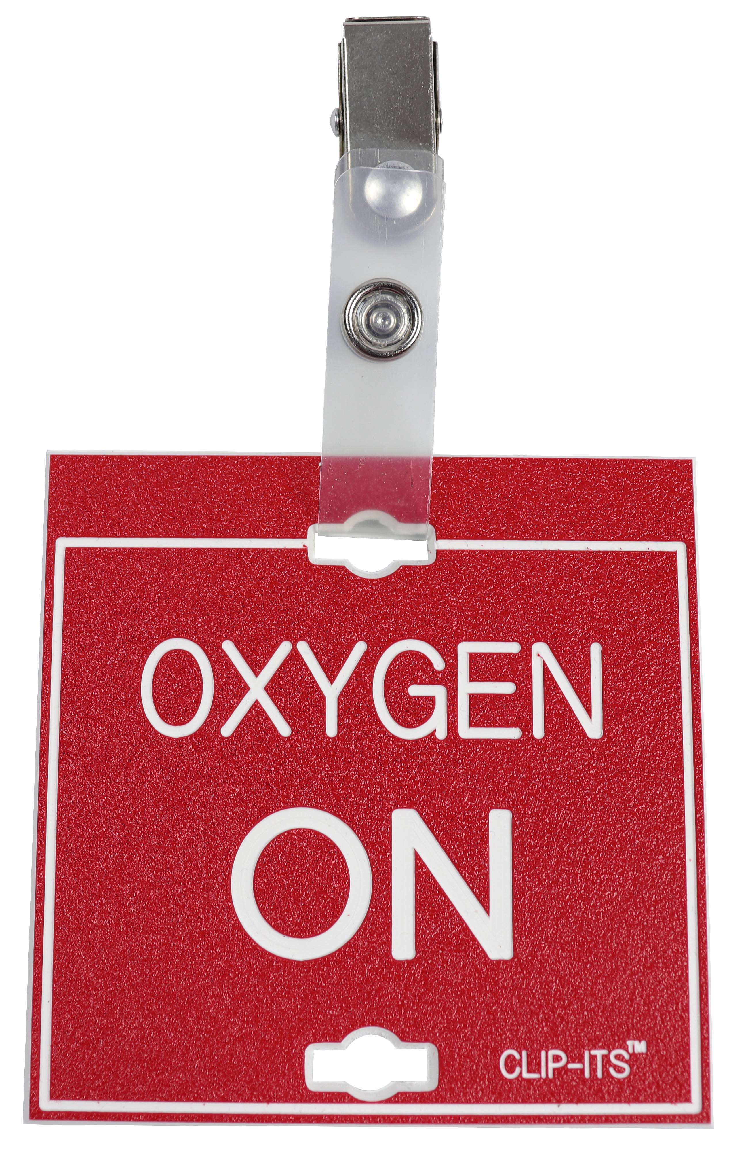 O2 Tank Red Tag Clip-Its Cage Tag - Oxygen On / Oxygen Off (red or green with white te