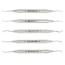Shop online at Serona for the veterinary dental Cislak 5 Piece "NV" Feline Curette Kit (small blades). Available for purchase in stainless steel and Z-SOFT.