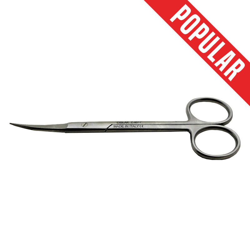 Veterinary dental Cislak Goldman-Fox Curved Scissor (premium and economy versions) in stainless steel or TC. Measurement: 5.0"/12.50cm.