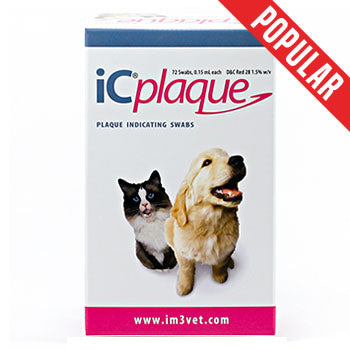 Veterinary dental iC Plaque Disclosing Swabs (72 swabs), which show when plaque is present on the teeth. The applicators are quick and easy to use. 