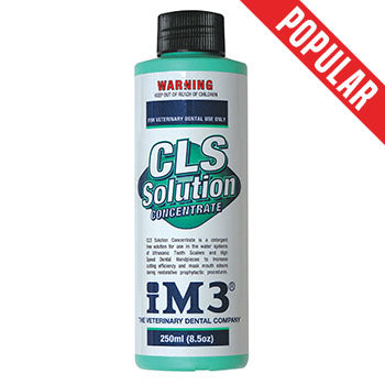 Shop online for the veterinary dental iM3 CLS Solution. CLS is a uniquely formulated dental solution designed to reduce bur cutting time and mask mouth odors. 
