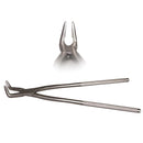 Veterinary dental fragment forceps. These forceps are 19" in length and have a jaw length of 2".