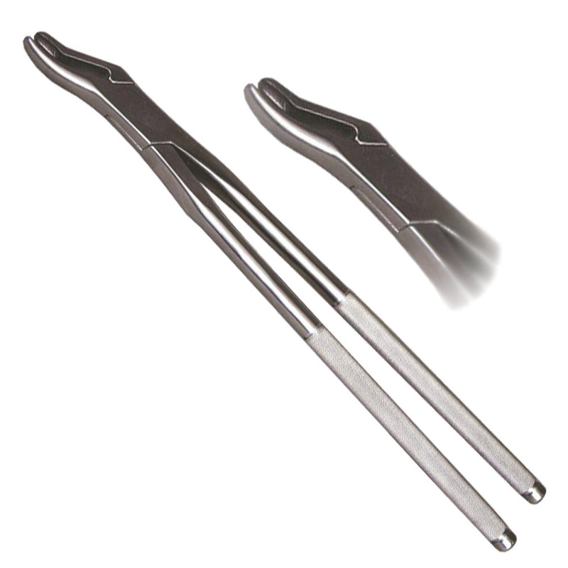 Veterinary dental extraction forceps. These forceps are equipped with a duckbill.