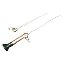 Veterinary dental semi-flexible micro-endoscope. This endoscope has a 1.9 mm O.D., 10,000-fiber image bundle, portable LED light source, ACMI-Storz®-Wolf lightpost, is compatible with most cameras, and is completely immersible.