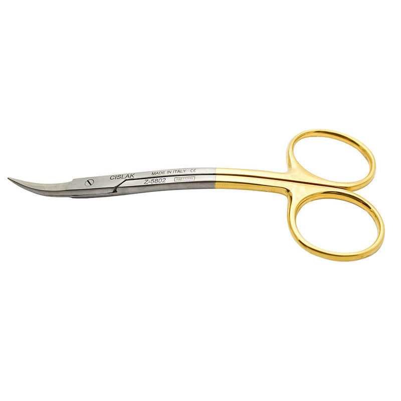 Veterinary dental Cislak LaGrange Double-Curved Scissors, in tungsten carbide. Measurement: 4.50"/11.50cm.