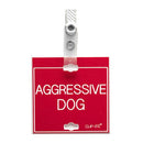 Clip-Its Cage Tag - Aggressive Dog (red with white text)