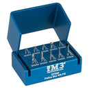 Shop online for the veterinary dental iM3 FG Dental Bur Kit - Feline. This kit comes with an assortment of 10 FG burs, 16mm long, in an aluminum autoclavable holder. 