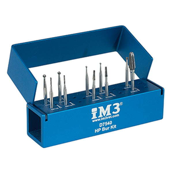 Shop online for the iM3 HP Dental Bur Kit. These burs are 44.5 mm long and provide the extra length needed for large companion, domestic, & exotic animals.